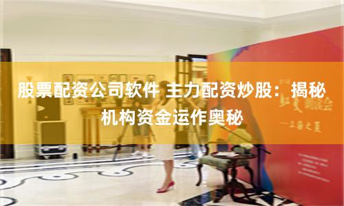 股票配资公司软件 主力配资炒股：揭秘机构资金运作奥秘